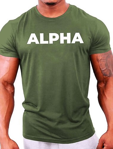  男性用 レタード グラフィック Tシャツ グラフィックTシャツ コットン１００％ 半袖 グラフィック シャツ ヘザーグレー ホワイト ルビーレッド 快適なTシャツ アウトドア ストリート ファッションデザイナーの衣類