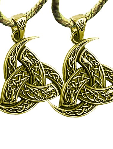  2-teilige Vintage nordische Wikinger-Anhänger-Halskette, schwarze Lederhalskette für den besten Freund, legendärer Wikinger-Amulett-Knoten-Anhänger-Schmuck für Männer