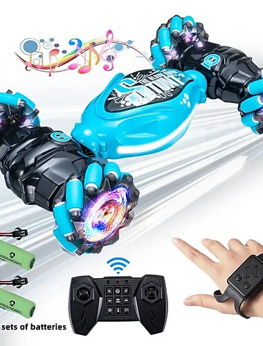  Nieuwste 4wd 1:14 schaal afstandsbediening stunt auto 2.4g draadloze rc drift auto led-verlichting horloge gebaar sensor roterende kinderspeelgoed cadeau