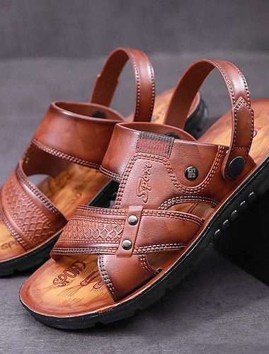  Homme Sandales Chaussons Sandales confort Marche Décontractées Plage du quotidien Plage PVC Etanche Respirable Confortable Mocassins Jaune Marron Eté