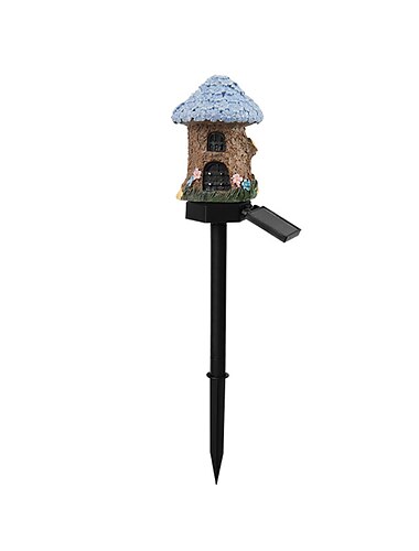  Handwerk Miniaturhaus solarbetriebene LED-Licht Gartenfee Outdoor Gehweg Sonnenblume Harz Cottage Dorf Lampe Dekoration