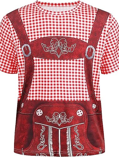  Oktoberfestbier Bayerisch T-Shirt-Ärmel Lederhosen 3D Grafik Für Herren Erwachsene Oktoberfestbier 3D-Druck Party Casual