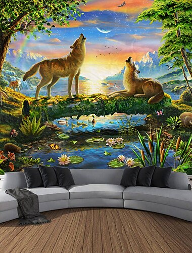  bos dier hangend wandtapijt wandtapijt groot wandtapijt muurschildering decor foto achtergrond deken gordijn thuis slaapkamer woonkamer decoratie