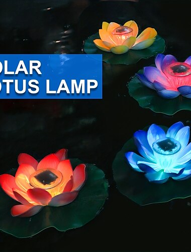  Solar Lights Outdoor Water-Lily Underwater Light IP68 Solar Powered Outdoor Lamp Blossom Shape Pond Lantern Light Floating Led Festival Outdoor Waterproof Garden Decorative Colorful Lighting Lamp