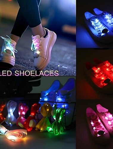  1 paire de lacets de chaussures de sport led lacets de chaussures lumineux cordes de chaussures lumineuses lacets de lumière flash ronds