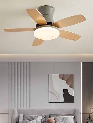  Deckenventilator mit Lichtern, 41 Zoll, dimmbare LED, 3 Farben, 6 Geschwindigkeiten, Timing, umkehrbare Flügel mit Fernbedienung, Ventilator-Kronleuchter für den Haushalt, flacher Deckenventilator für die Unterputzmontage im Innenbereich, 220–240 V