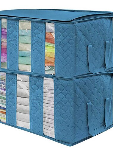  grote capaciteit kleding opbergtas organizer met versterkt handvat dikke stof voor dekbedden dekens beddengoed opvouwbaar met stevige rits 61x33x31cm