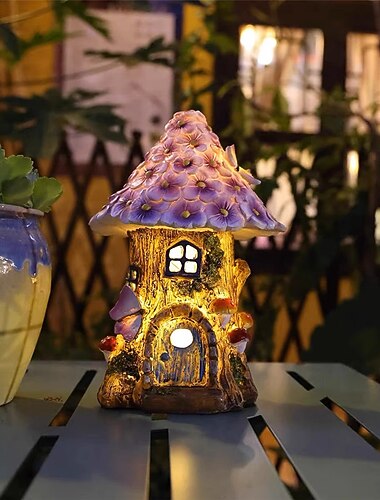  rzemiosło miniaturowy dom zasilany energią słoneczną oświetlenie led wróżka ogrodowa chodnik na zewnątrz słonecznik domek z żywicy wioska dekoracja lampy