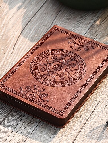  Taschennotizblock, tragbar, Retro-Muster, PU-Leder, Notizbuch, Tagebuch, Notizblock, Schreibwaren, Geschenk