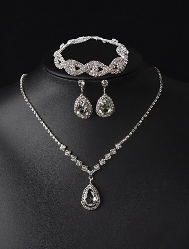 Brude smykker sett 1set Legering 1 Halskjede Øredobber Armbånd Dame Personalisert Stilfull Enkel Briolette Dyrebar Diamantvanndråpe Smykkesett Til Bryllup jubileum Spesiell Leilighet