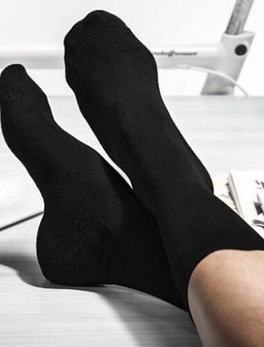  Hombre 5 pares Calcetín Calcetines de vestido Calcetas Calcetines informales Negro Blanco Color Algodón Color sólido Casual Diario Cálido Invierno Moda Confort