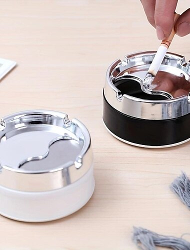  Cendrier de Poche Cendriers de Table extérieurs Cendrier en Acier Inoxydable, Cendrier Coupe-Vent scellé, Cendrier épaississant Rotatif Domestique de Salon