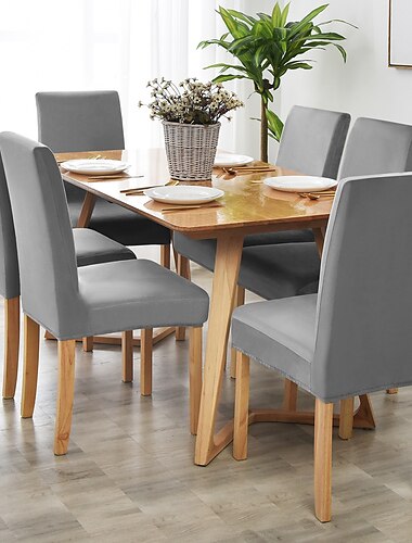  fluwelen eetkamerstoelhoes bordeauxrood pluche stretch spandex stoelhoes stoelbeschermer hoge rugleuning eetkamerstoelhoes met elastische band voor eetkamer bruiloft ceremonie banket huisdecoratie