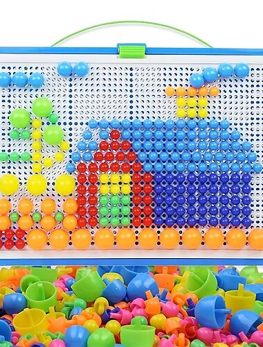  296 قطعة من أحاجي مكعبات بناء أظافر الفطر البلاستيكية - ألعاب تعليمية للأطفال لتعزيز الإدراك اللوني & التطور الفكري - هدية مثالية للأطفال!