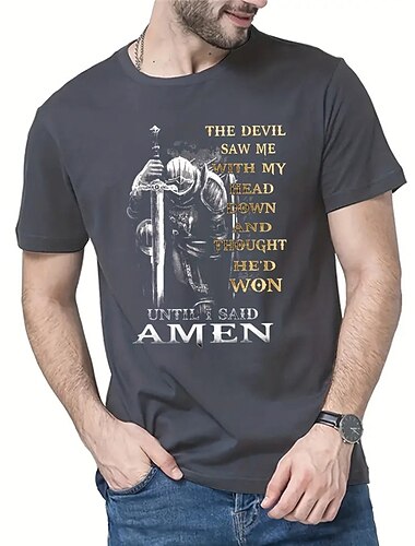  Hombre Caballeros templarios Estampados Camiseta Camisetas gráficas Algodón Manga Corta Gráfico Camisa Negro Blanco Azul Marino Camiseta cómoda Exterior Calle Ropa de diseñador de moda