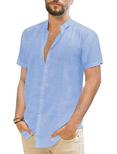  Herren Freizeithemd Schwarz Weiß Blau Grün Dunkelblau Kurzarm Einfach Revers Urlaub Straße Basic Bekleidung Polyester Mode Freizeit