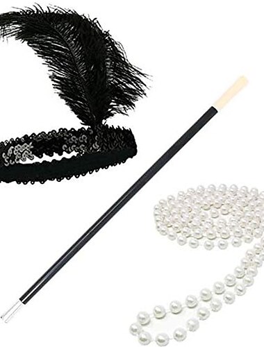  1920er Outfits Halloween Halloween Junggesellinnenabschiedsparty Halskette Kopfbedeckung Ganzjahres