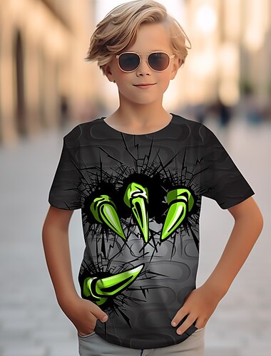  Dla chłopców 3D Graficzny Podkoszulek T-shirt Krótki rękaw Druk 3D Wiosna i lato Aktywny Dzieci 4-12 lat Na zewnątrz Codzienny Regularny
