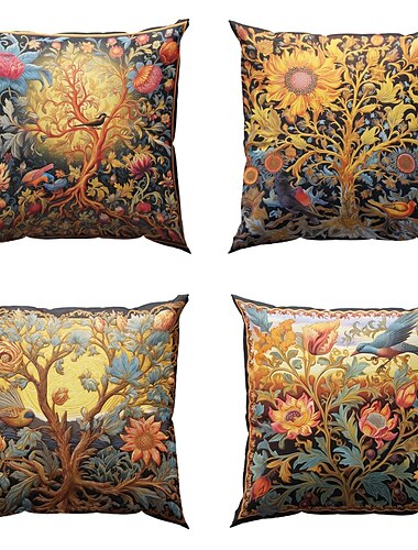  4.0 Stück Polyester Kissenbezug, Bedruckt Art Deco Vintage Freizeit Quadratisch Traditionell Klassisch