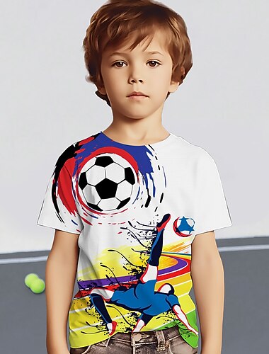 Мальчики 3D Графика Футбол Футболка С короткими рукавами 3D печать Лето Весна Активный Спорт Мода Полиэстер Дети 3-12 лет на открытом воздухе Повседневные Стандартный   Мальчики 3D Графика Футбол Футболка С короткими рукавами 3D печать Лето Весна Активный Спорт Мода Полиэстер Дети 3-12 лет на открытом воздухе Повседневные Стандартный