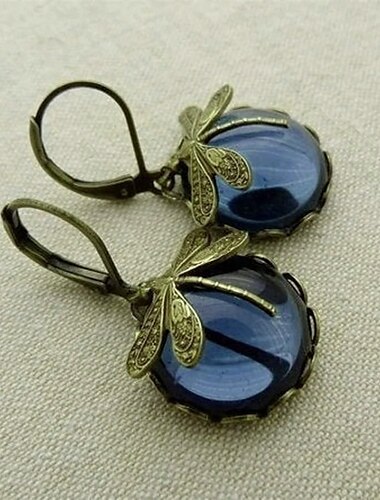  Damen Ohrring Vintage-Stil Libelle Vintage Cool Ohrringe Schmuck Weinrot / Mondstein / Denim Blue Für Hochzeit Party 2St
