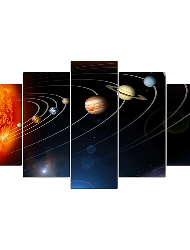  Ungerahmte 5 Panels, Weltraum, Universum, Erde, Lichtgemälde, Leinwandkunst, Gemälde, Wandkunst