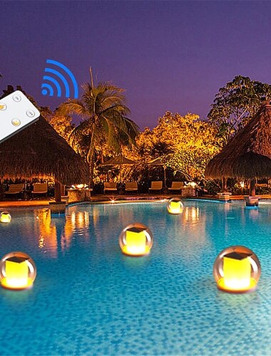  efecto de llama luz flotante solar led luz de la piscina mesa de bar al aire libre luz flotante solar control de iluminación inteligente luz de la atmósfera patio al aire libre luz de la mesa de bar