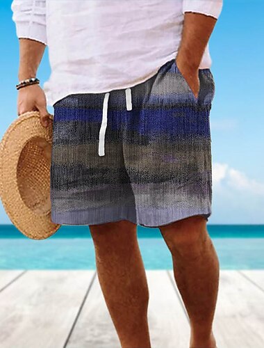  رجالي الرسم ألوان متناوبة شورت صيفي شورت الشاطئ خصر متوسط أناقة الشارع ستايل هاواي مصمم فضفاض مناسب للبس اليومي مناسب للعطلات رباط مرونة الخصر طباعة ثلاثية الأبعاد مصمم ملابس