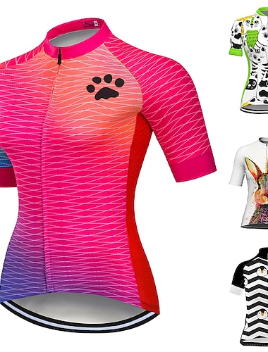  Mulheres Camisa para Ciclismo Animal Arco-Íris Gradiente Manga Curta Moto Camisa / Roupas Para Esporte Blusas com 3 bolsos traseiros Ciclismo de Montanha Ciclismo de Estrada Secagem Rápida Macio