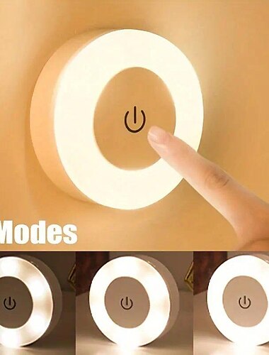  Luz táctil Luz de grifo LED 3 colores Luz de armario ajustable Inalámbrico portátil debajo de las luces del gabinete Luces regulables para el dormitorio Cocina Mostrador Escalera Pasillo