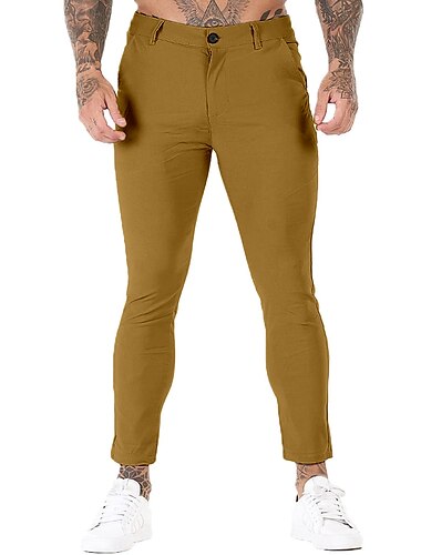  Herren Hose Hosen Chinesisch Chino Chino Hosen Tasche Glatt Komfort Atmungsaktiv Outdoor Täglich Ausgehen Modisch Strassenmode Schwarz Weiß
