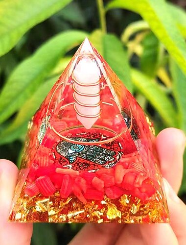  orgone pyramide for positiv energi og ametyst krystallkule, med beskyttelse fra krystaller energigenerator for stress reduserer helbredende meditasjon og rikdomsattraksjon for hjemmedekorasjon