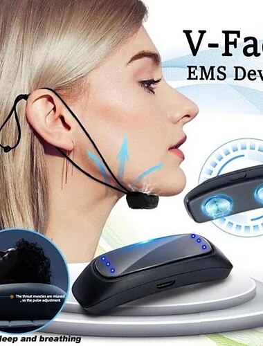  bärbar ems ansiktsmassageapparat v-face skönhetsenhet elektrisk formande massageapparat för att ta bort dubbel, smart antisnarkningsreducerande muskelstimulatorenhet