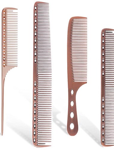  4 Stück professioneller Edelstahlkamm Space Aluminiumkamm für alle Haartypen Haarstylingkamm Feinschneidekamm Rattenschwanzkamm Entwirrungskamm