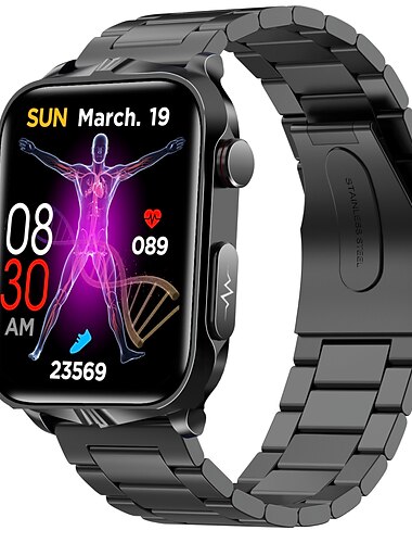  Pulse Physiotherapie ECG Blutzucker Smart Health Watch Fitness Laufuhr Bluetooth Temperaturüberwachung Schrittzähler kompatibel mit Android iOS für Damen und Herren IP68 wasserdicht