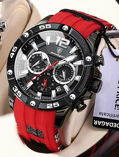  poedagar роскошные мужские наручные часы спортивный хронограф с силиконовым ремешком мужские часы водонепроницаемые светящиеся мужские кварцевые часы с датой