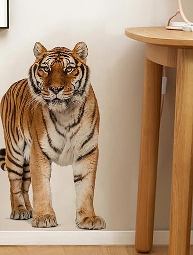  tijger muursticker, zelfklevende realistische wilde dierenschil & plak muurdecoratie kunststickers, voor thuis slaapkamer woonkamer decor 40 * 60cm (23.6 * 15.7in)