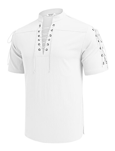  Herren Hemd leinenhemd Freizeithemd Strandhemd Einfach Urlaub Hawaiianisch Schwarz Weiß Blau Braun Kurzarm Stehkragen Frühling & Sommer Bekleidung Basic