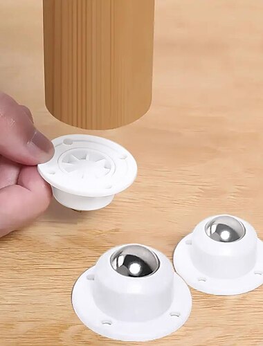  4 selbstklebende Rollen, verbesserte Rollen, super tragende Kugel-Edelstahl-Universalrolle, 360-Grad-Drehrolle für Möbelmülltonnen