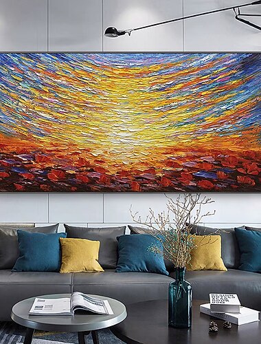  mintura handgemaakte textuur zonsopgang landschap olieverfschilderijen op canvas kunst aan de muur decoratie moderne abstracte foto voor home decor gerold frameloos ongerekt schilderij