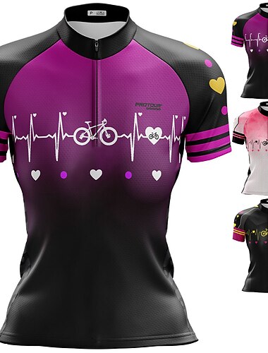  Mujer Maillot de Ciclismo Manga Corta Bicicleta Maillot Camiseta con 3 bolsillos traseros MTB Bicicleta Montaña Ciclismo Carretera Transpirable Secado rápido Dispersor de humedad Bandas Reflectantes