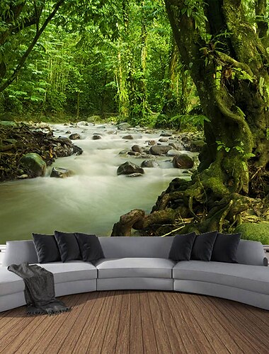  Prächtige Waldlandschaft hängende Wandteppich-Wandkunst, große Wandteppich-Wanddekoration, Fotografie-Hintergrund, Decke, Vorhang, Zuhause, Schlafzimmer, Wohnzimmer, Dekoration