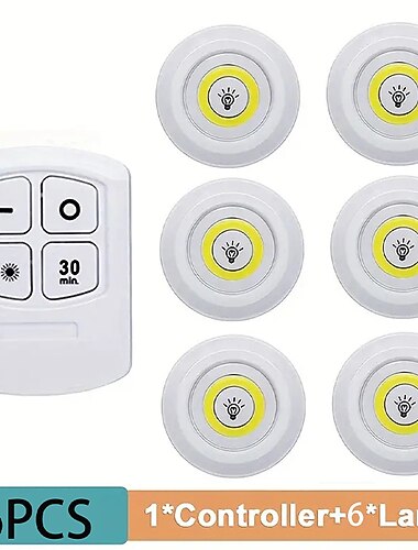  3/6 stk led under skap lys dimmes cob nattlys med fjernkontroll skap lys for garderobe skap skap kjøkken
