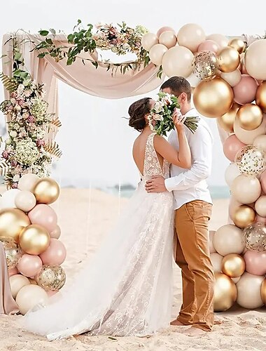  Globo de látex dorado de 122 Uds., cadena para propuesta de boda, globo decorativo para lugar