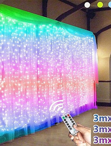  gordijn kerstverlichting lichtslinger 8 modi met afstandsbediening kerstfeest bruiloft licht decoratie verlichting usb aangedreven