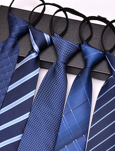  Bărbați Cravate Cravată cu fermoar Cravate pentru bărbați Ajustabile Funde Buline Simplu Dungi Nuntă Petrecere de zi de nastere