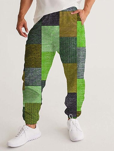  رجالي بنطلونات عداء ببطء رباط جيوب جانبية مرونة الخصر شعرية مطبوعات غرافيك ترتان راحة متنفس رياضة في الهواء الطلق فضفاض مناسب للبس اليومي أناقة الشارع أنيق أحمر أزرق مرن نسبياً