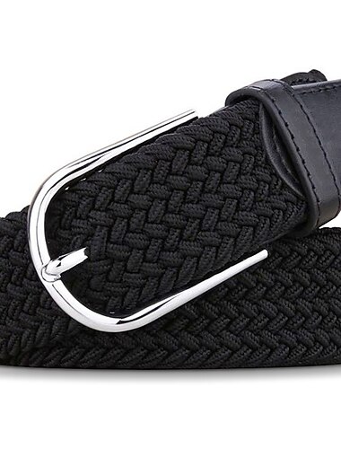  Unisex-Flechtgürtel, modischer, einfacher Strickgürtel mit Schnalle, Schwarz-Weiß-Canvas-Legierung, einfarbig, für Outdoor-Sportarten, ideales Geschenk