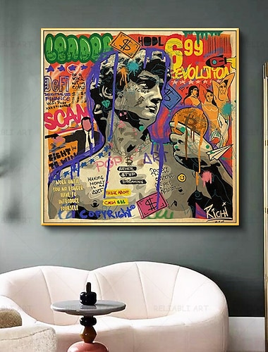  håndlaget håndmalt oljemaleri veggkunst abstrakt graffiti lerret veggkunst frihet hjemmedekorasjon dekor rullet lerret uten ramme ustrukket