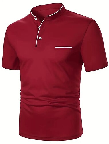  Herren Poloshirt aus Baumwollmischung Golfshirt Straße Lässig Stehkragen Gebänderter Kragen Kurzarm Mode Basic Einfach Klassisch Sommer Normale Passform Marineblau Schwarz Weiß Rot Poloshirt aus